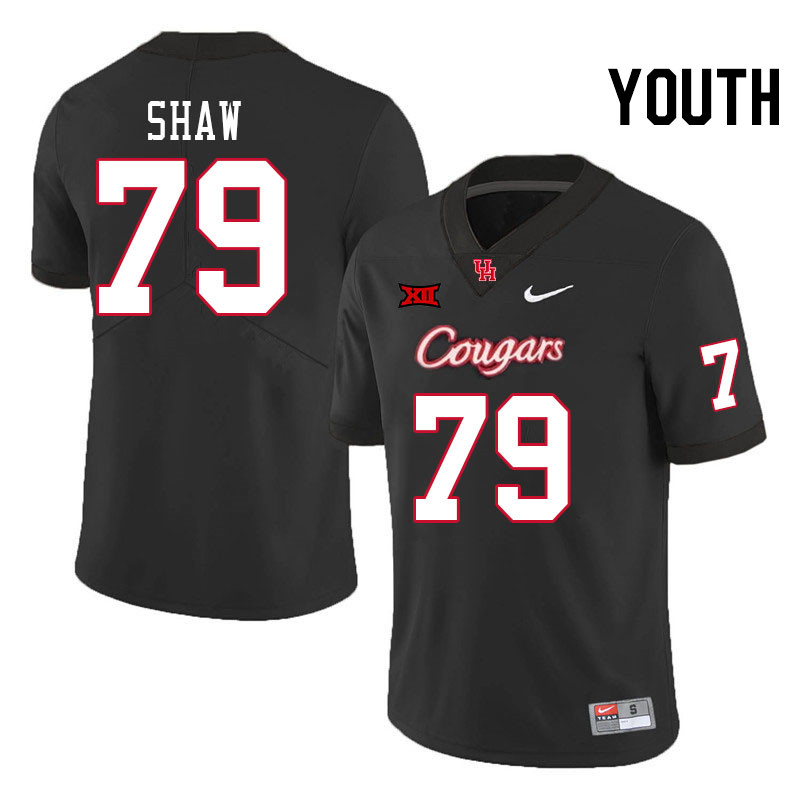 Youth #79 Tevin Shaw Houston Cougars Big 12 XII College Football Jerseys Stitched-Black